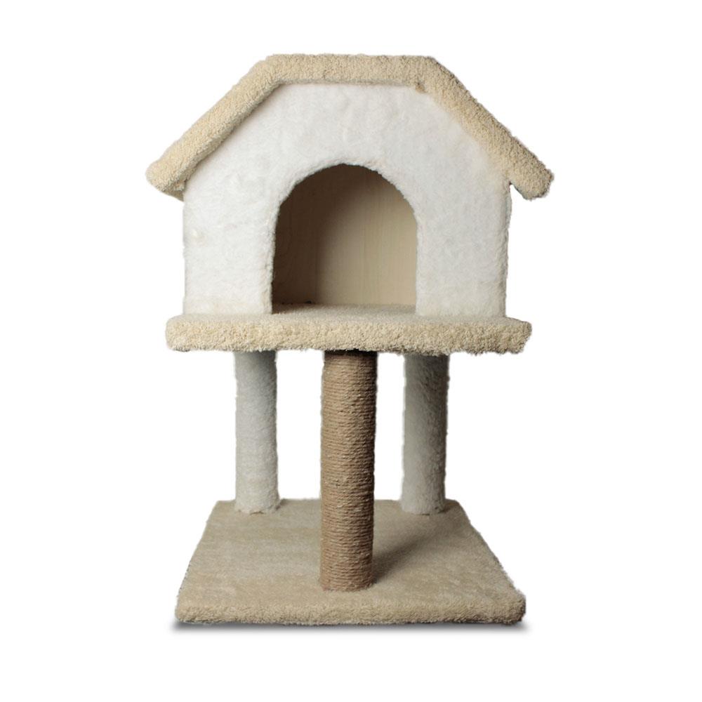 Zampa Tırmalama Tahtalı 2 Katlı Kedi Evi 47x44x73