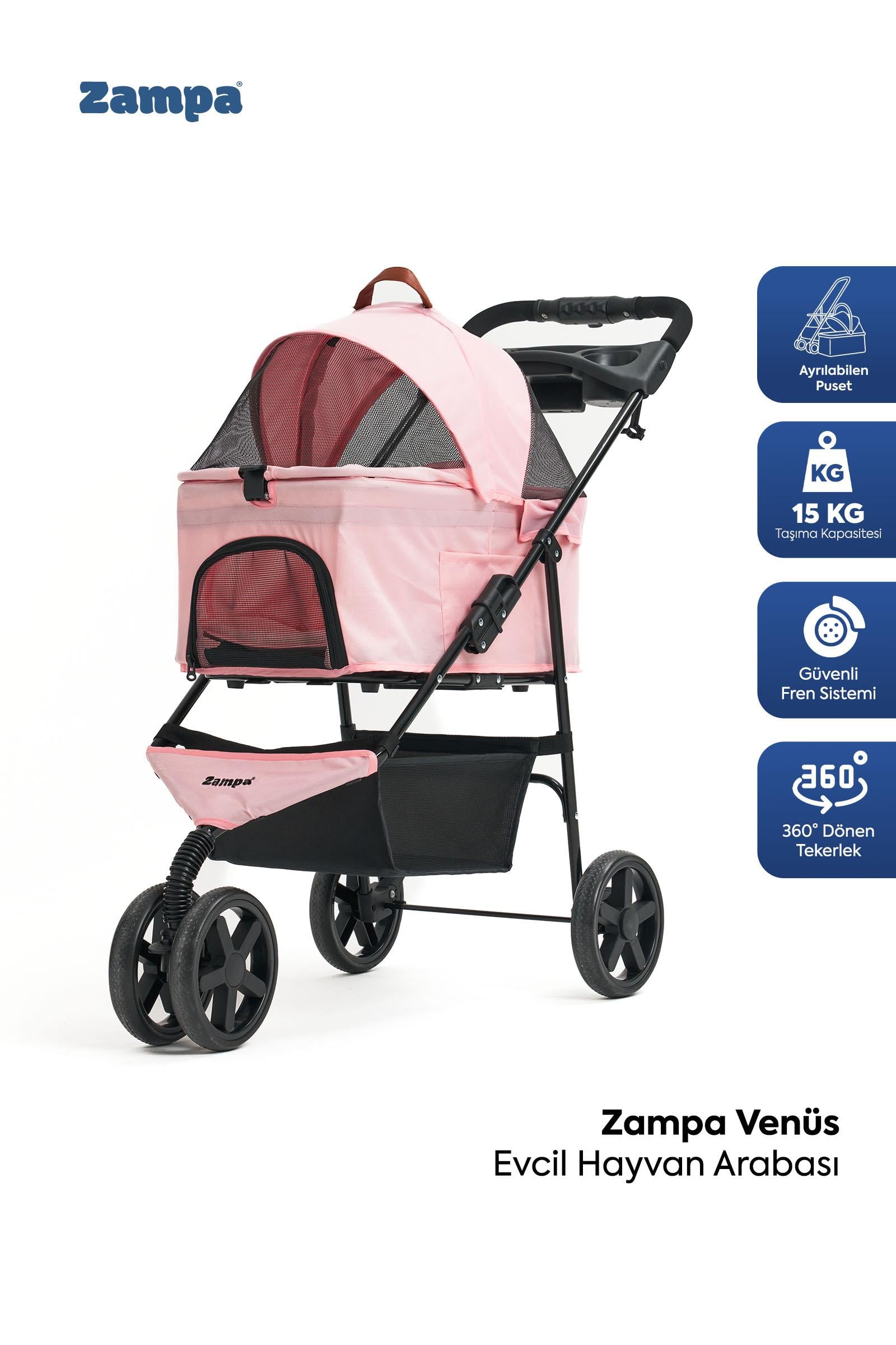 Zampa Venüs Kedi & Köpek Arabası Pembe