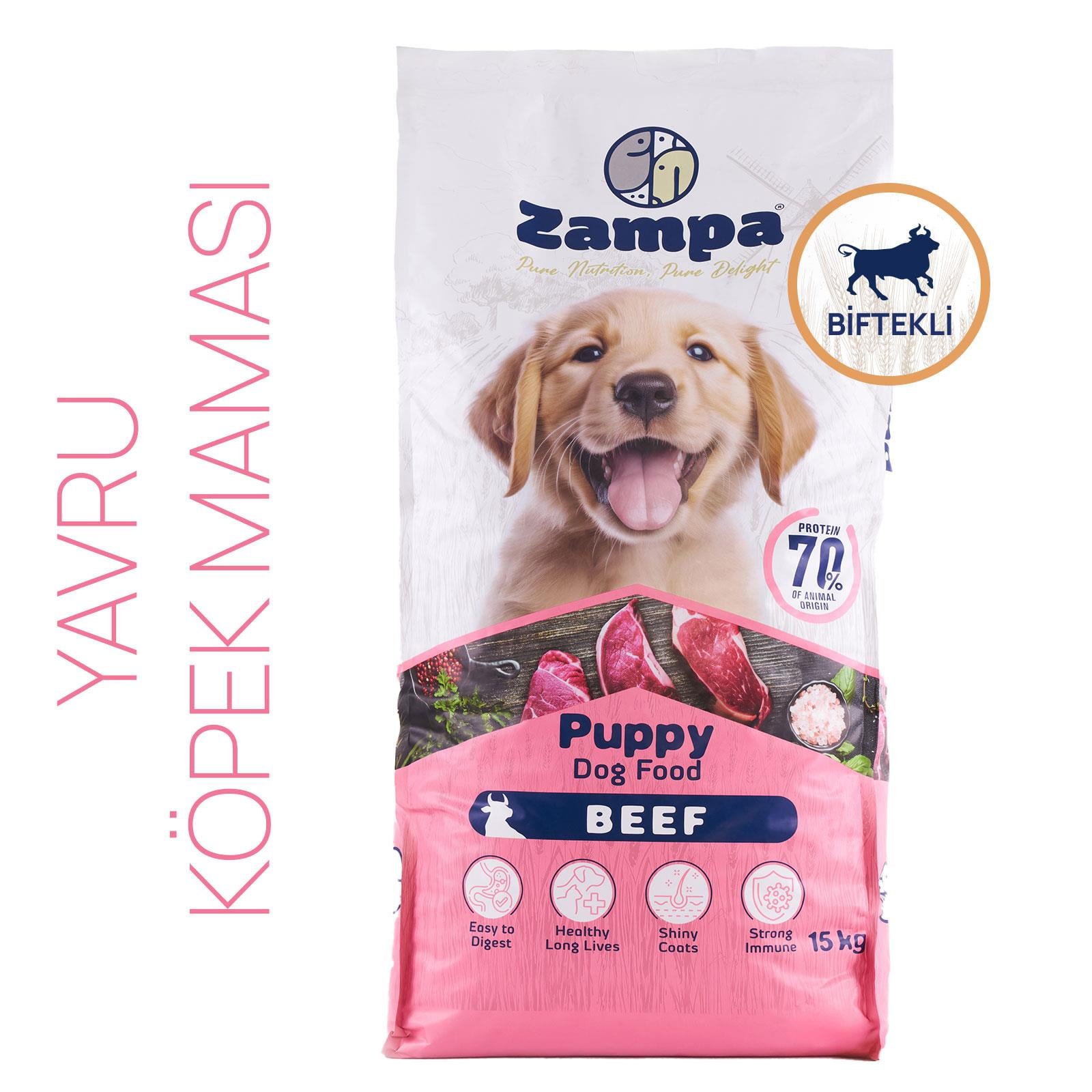 Zampa Yavru Köpekler için Tam ve Dengeli Biftekli Kuru mama 15Kg