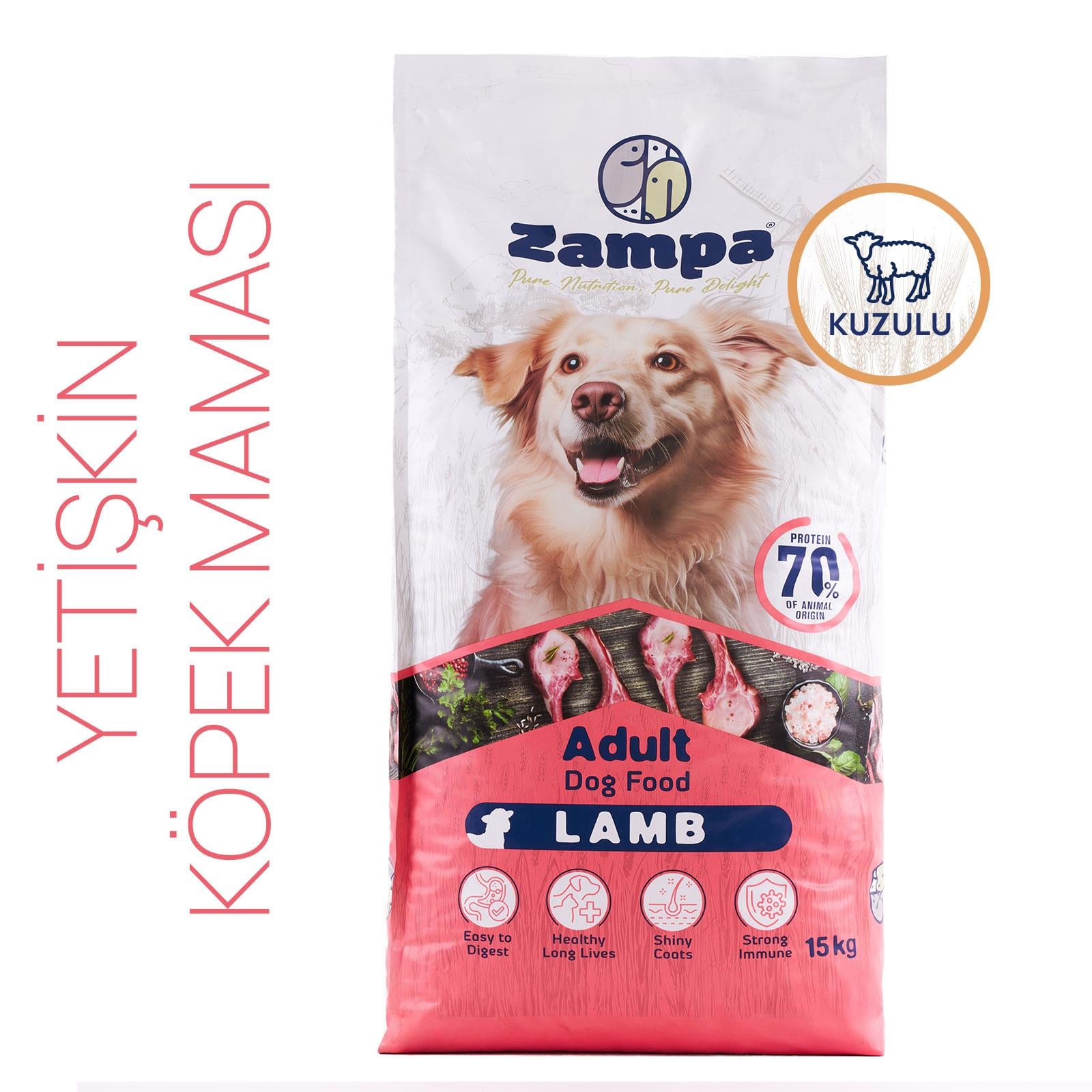 Zampa Yetişkin Köpekler İçin Tam ve Dengeli Kuzu Etli ve Pirinçli Kuru mama 15Kg