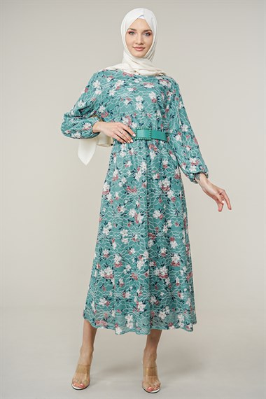 Kadın Çiçek Desenli Uzun Elbise
  Mint85010