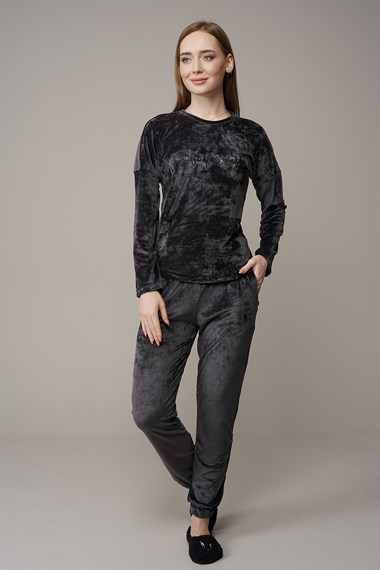 Kadın Kadife Pijama Takımı  AntrasitK0900