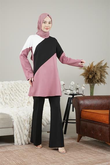 Kadın Renkli Tunik Gül KurusuMT1501