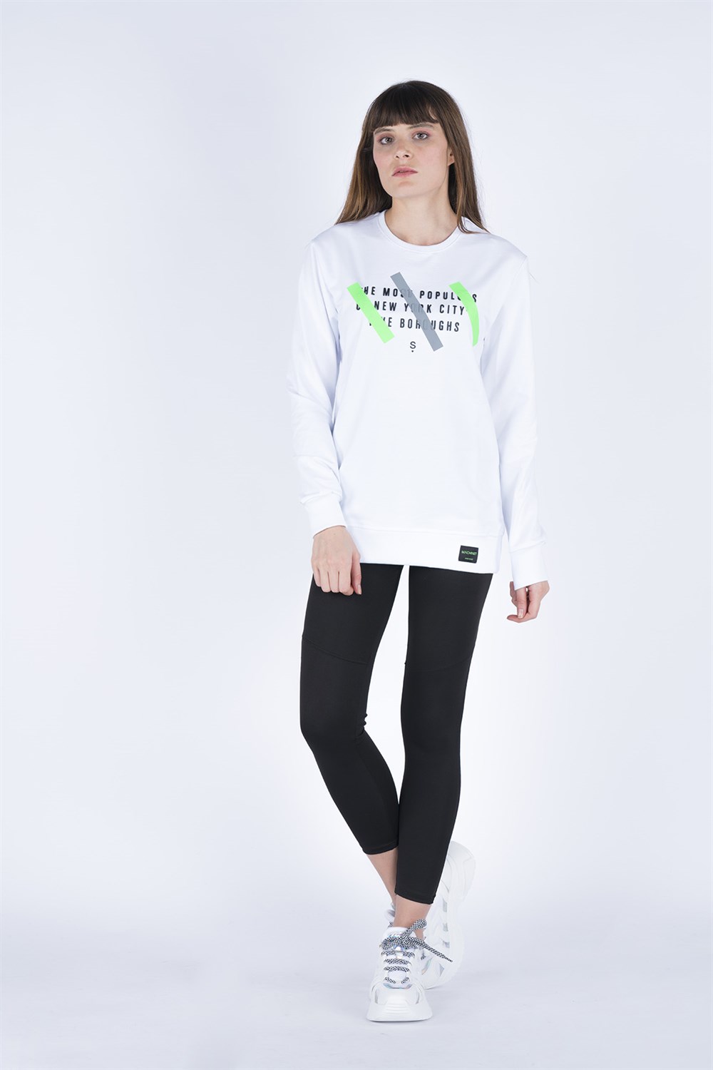 Kadın Baskılı Sweatshirt  BeyazM2105