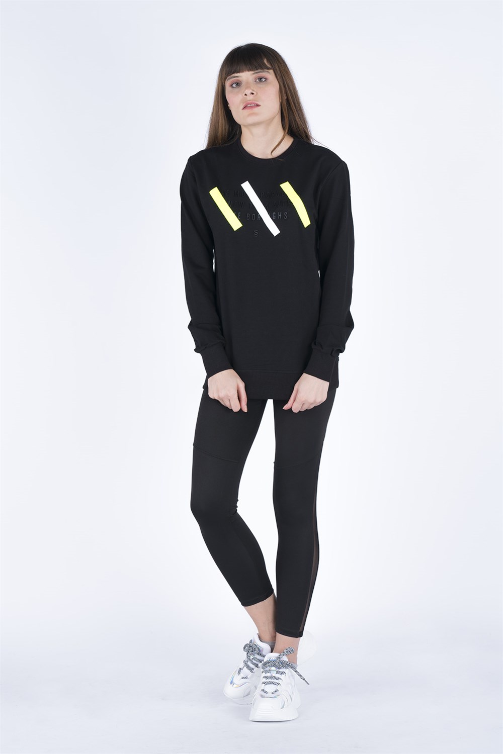 Kadın Baskılı Sweatshirt  SiyahM2105