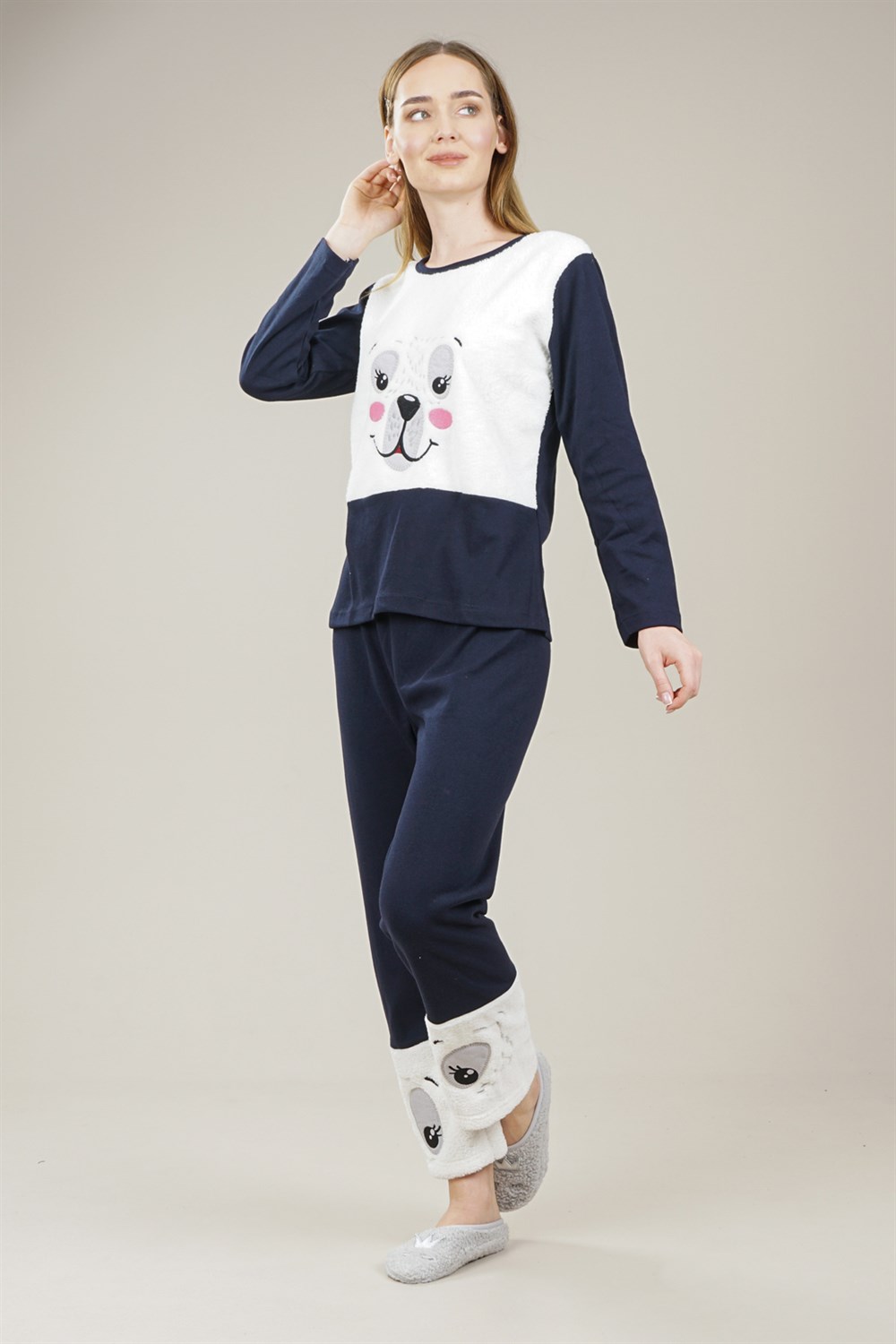 Kadın Hayvan Detaylı Pijama Takımı  SiyahVO853