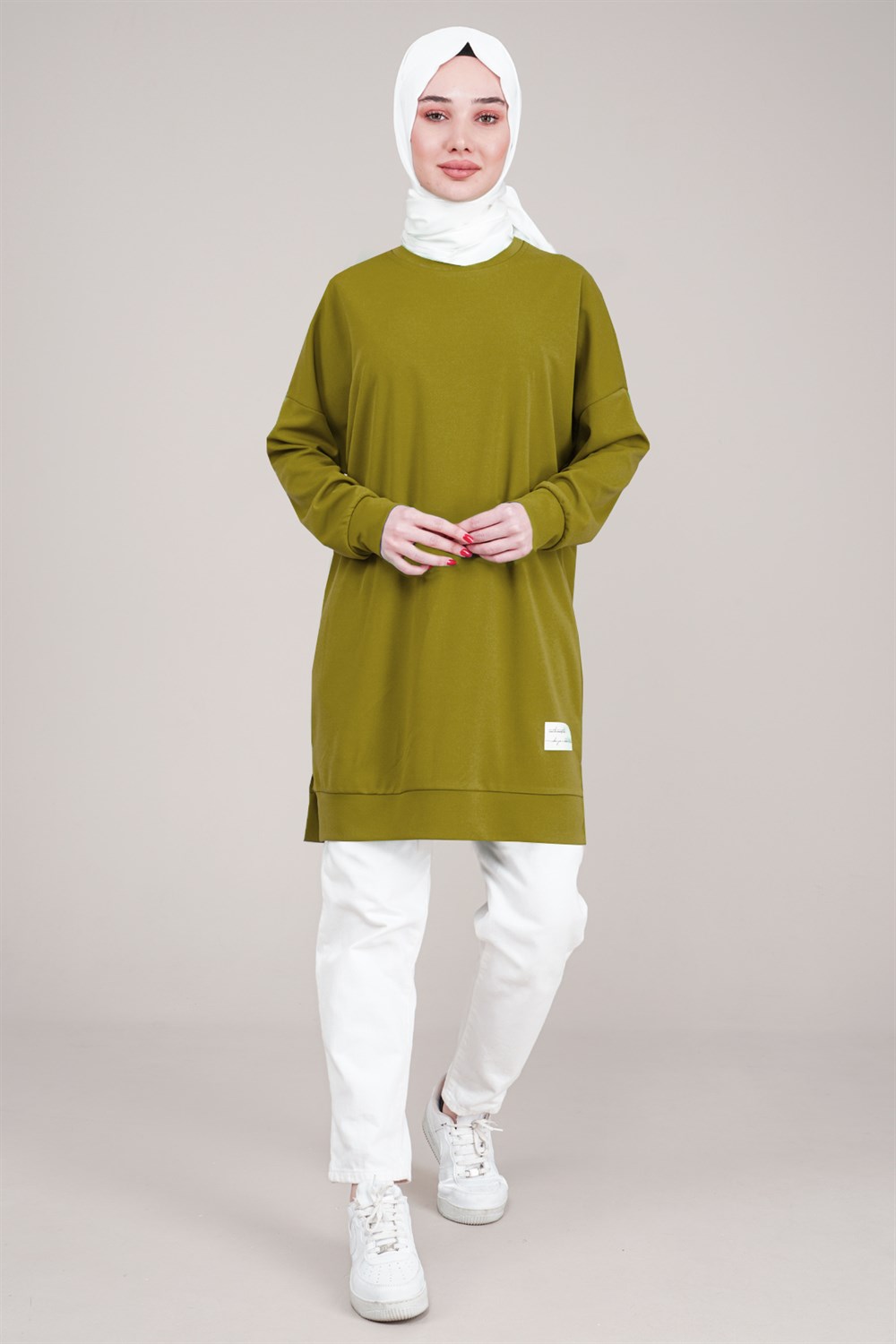 Kadın Oversize Sweatshirt  Açık YeşilES3059