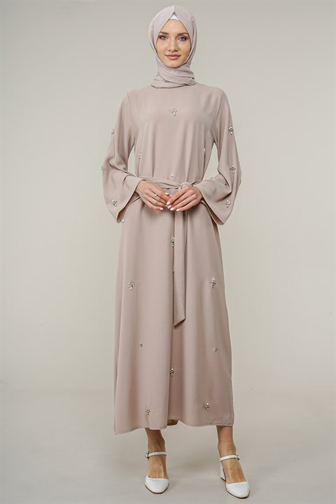 Kadın Taş İşlemeli Krep Elbise  Taş8914