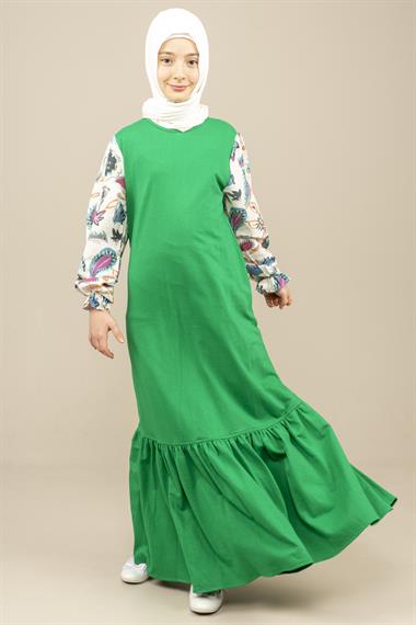 Genç Kız Begonya Elbise YeşilGE22204