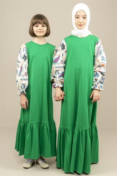 Genç Kız Begonya Elbise YeşilGE22204
