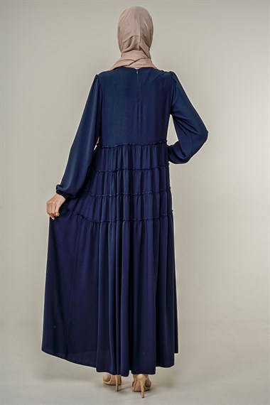 Kadın Boydan Krep Elbise  Lacivert2328