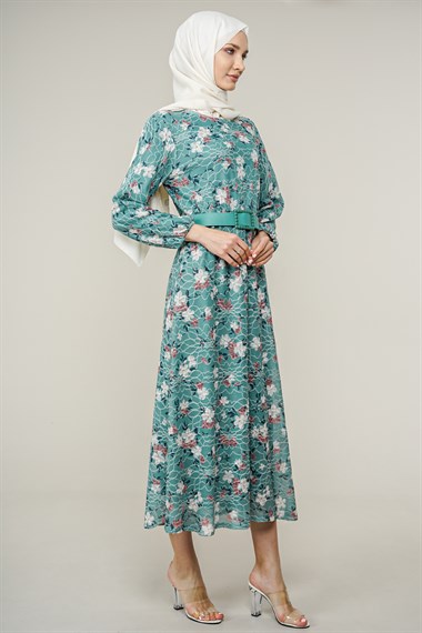 Kadın Çiçek Desenli Uzun Elbise
  Mint85010