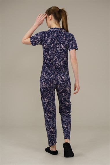 Kadın Düğme Detaylı Pijama Takımı  SiyahL13500