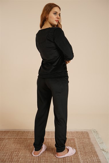 Kadın Kadife Pijama Takımı  Siyah420035