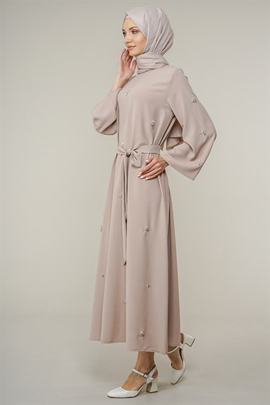 Kadın Taş İşlemeli Krep Elbise  Taş8914