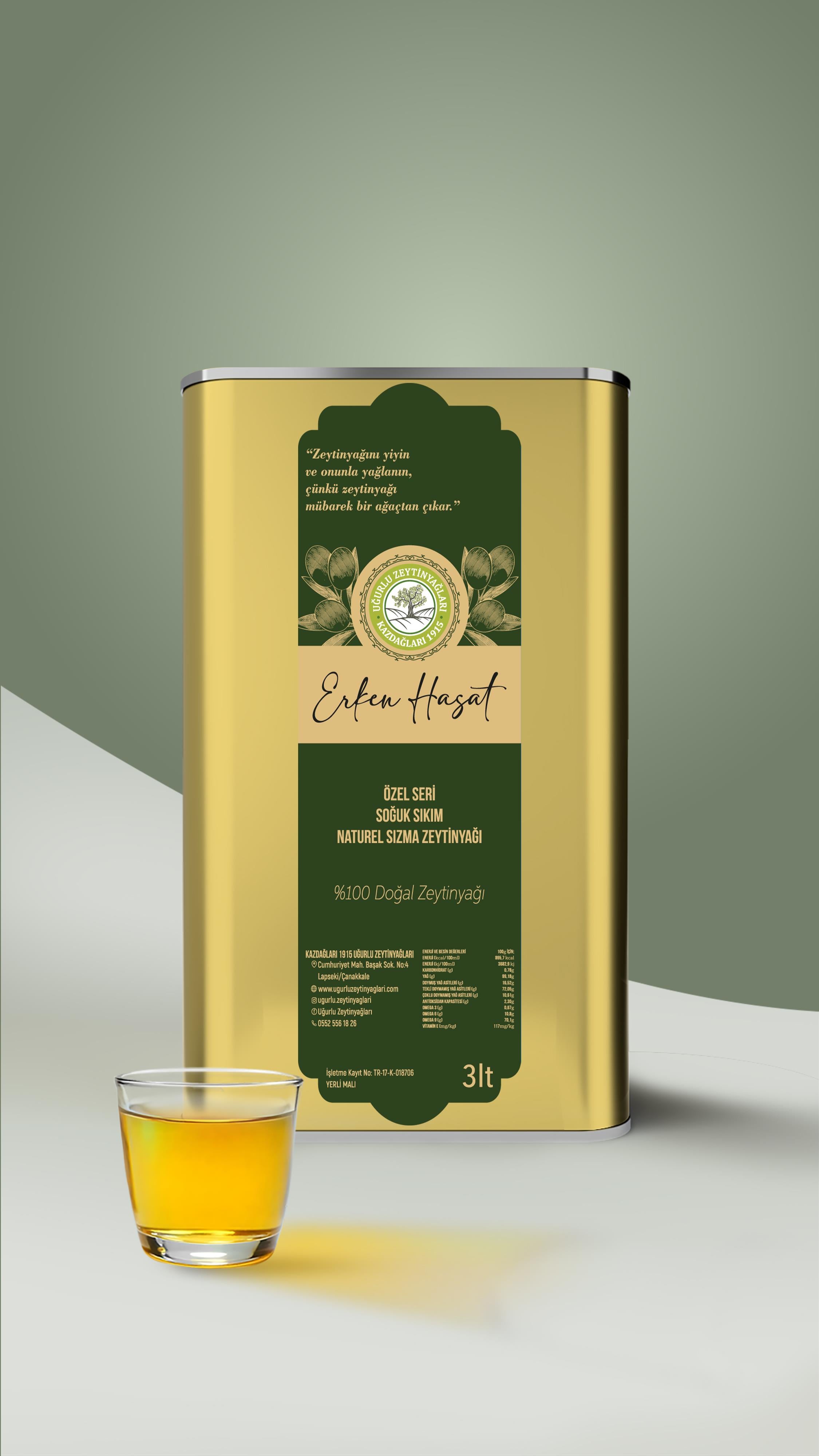 Yeni Sezon Erken Hasat Zeytinyağı 3 Lt