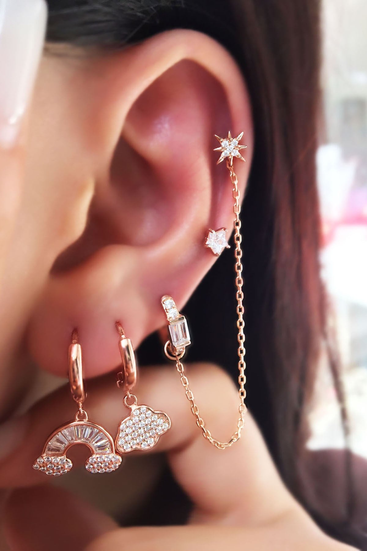 2Lİ İTHAL RAİNBOW CLOUDY GÜMÜŞ KÜPE