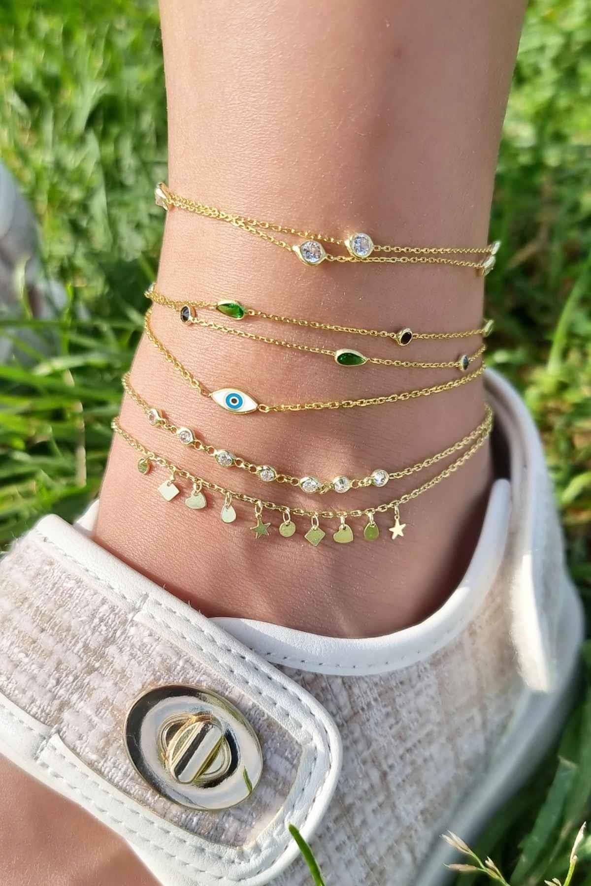 2Lİ ZİNCİR TAŞLI GÜMÜŞ HALHAL