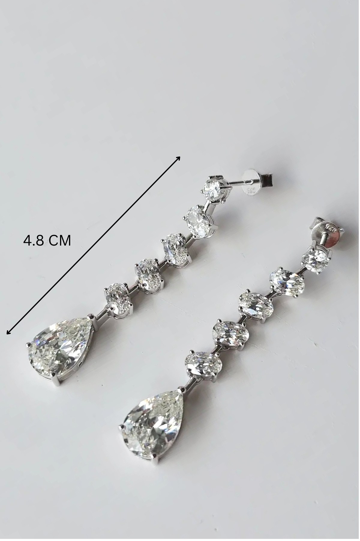 ÇİFT MOZANİT CASCADE DROP OVAL GÜMÜŞ KÜPE