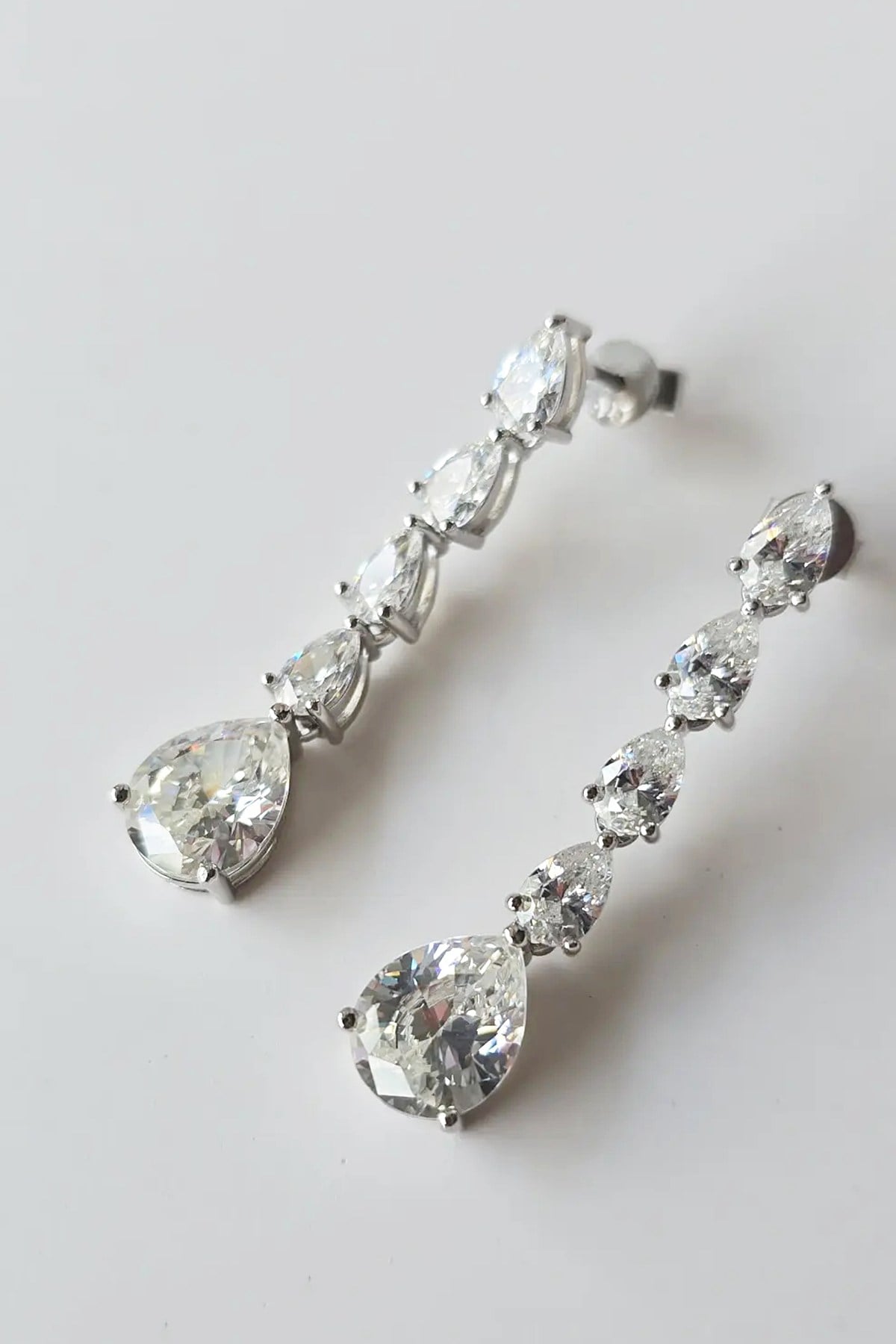 ÇİFT UZUN DAMLA MOZANİT GÜMÜŞ KÜPE