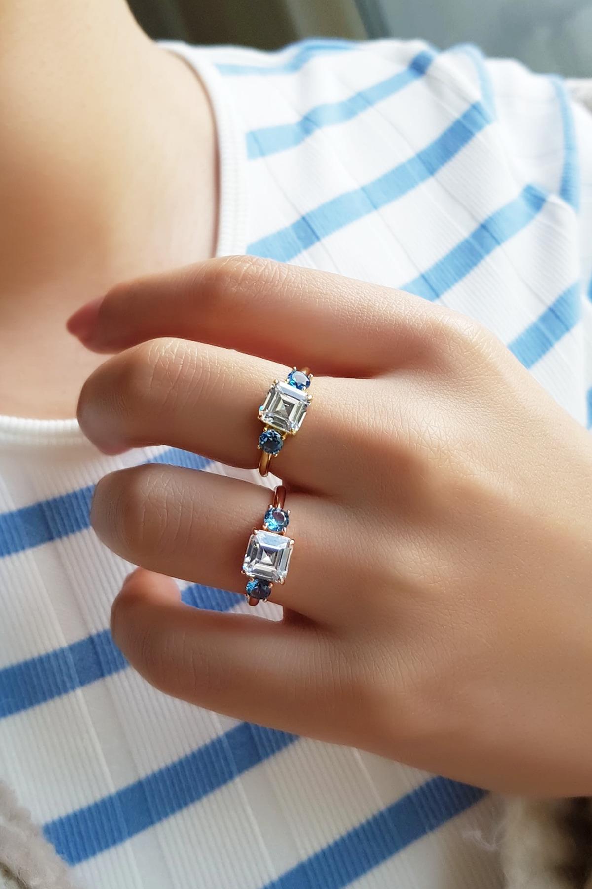 İTHAL AQUA BAGET FANCY KESİM ROSE GÜMÜŞ YÜZÜK