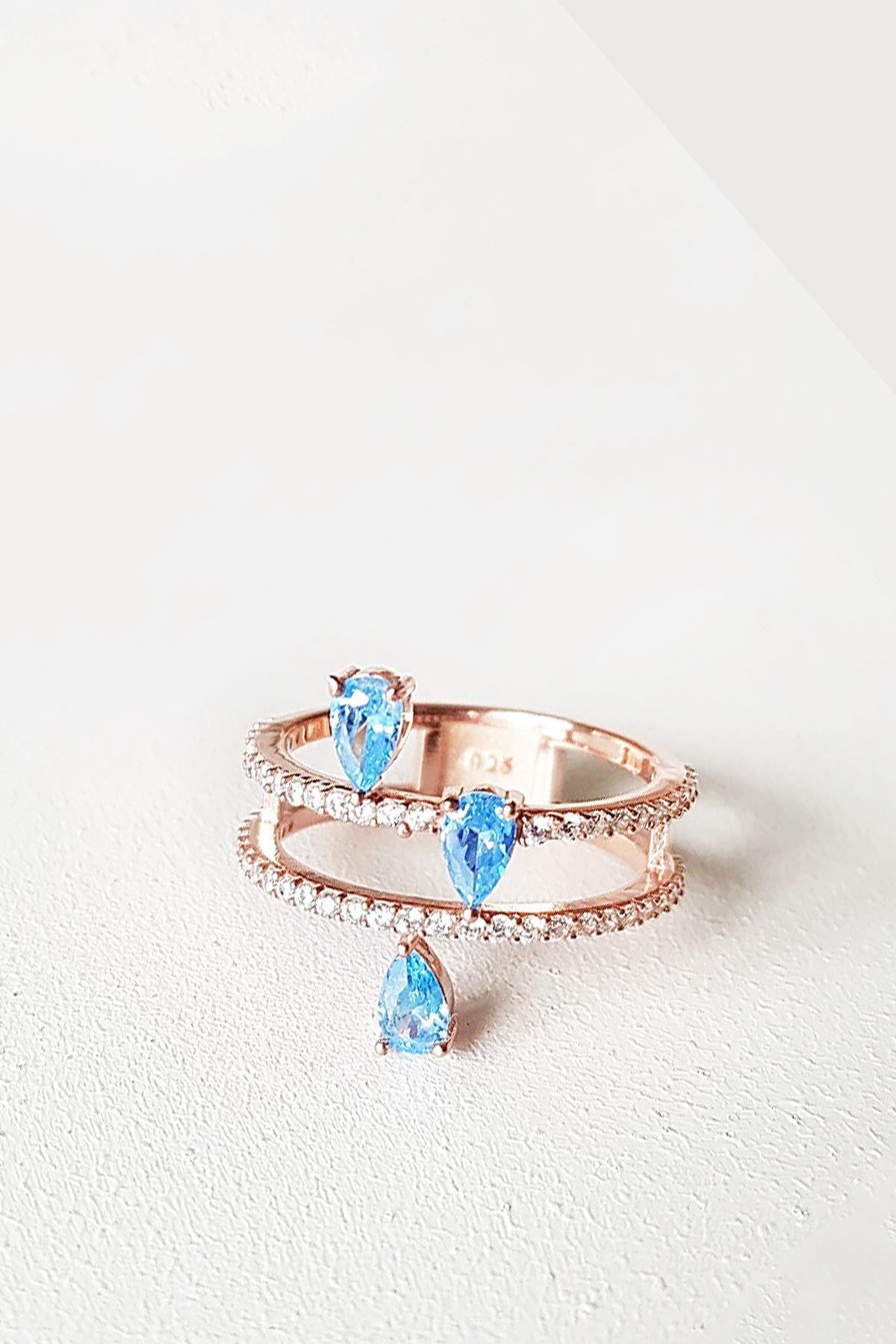 İTHAL AQUA DAMLA FANCY KESİM GÜMÜŞ YÜZÜK