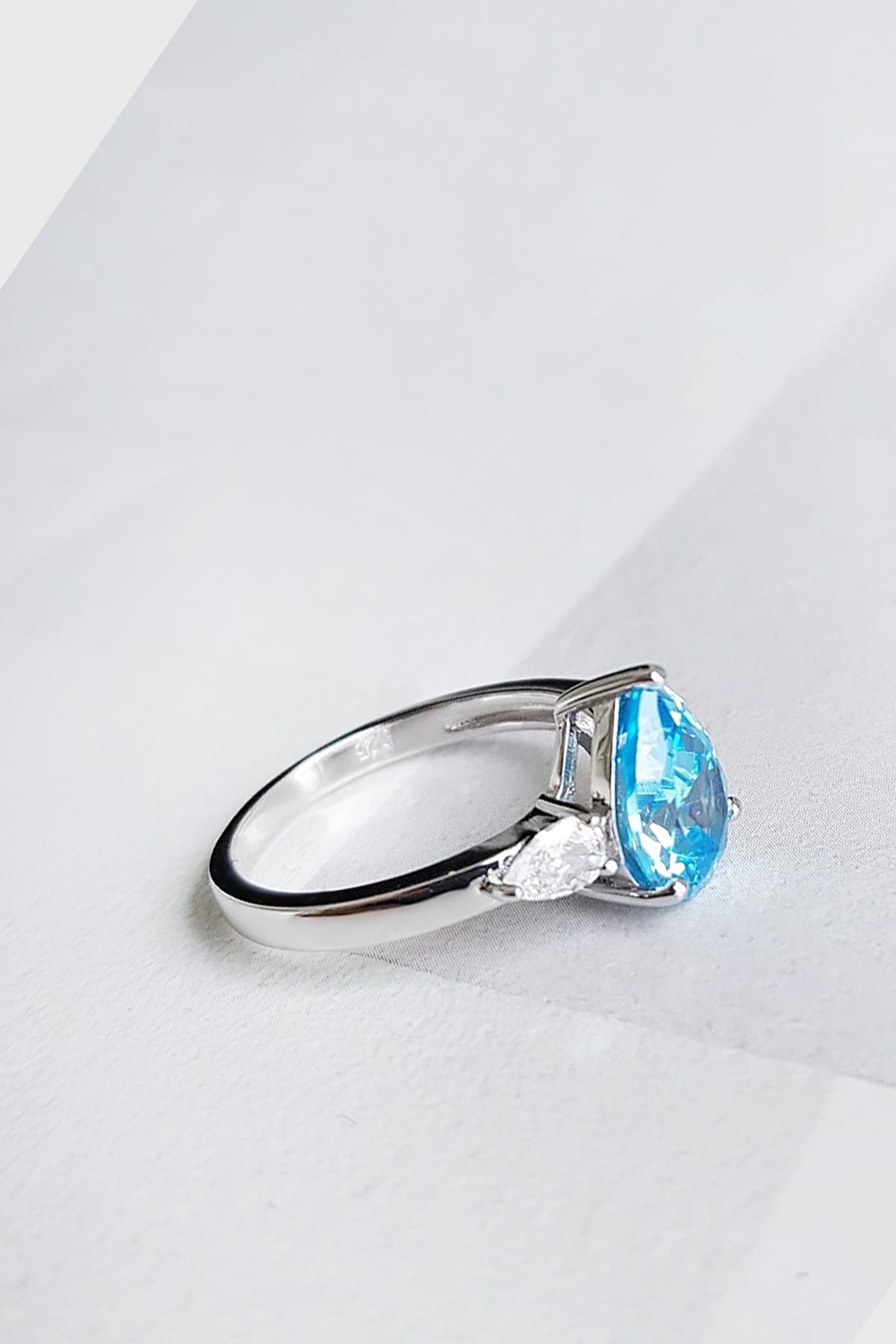İTHAL AQUA DAMLA FANCY KESİM GÜMÜŞ YÜZÜK