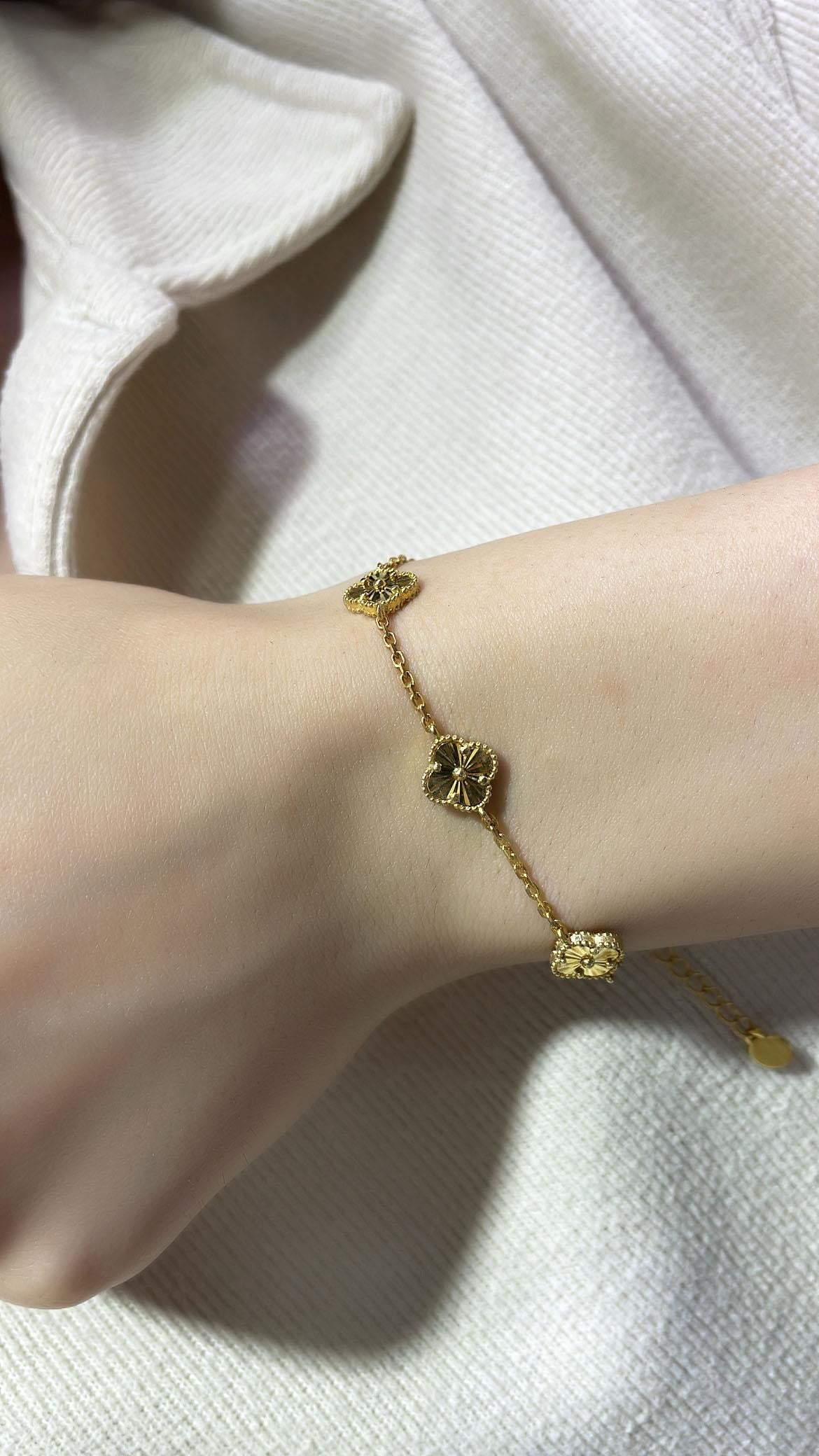 İTHAL ÇOKLU MİNİ YONCA LAZER KESİMLİ GÜMÜŞ BİLEKLİK