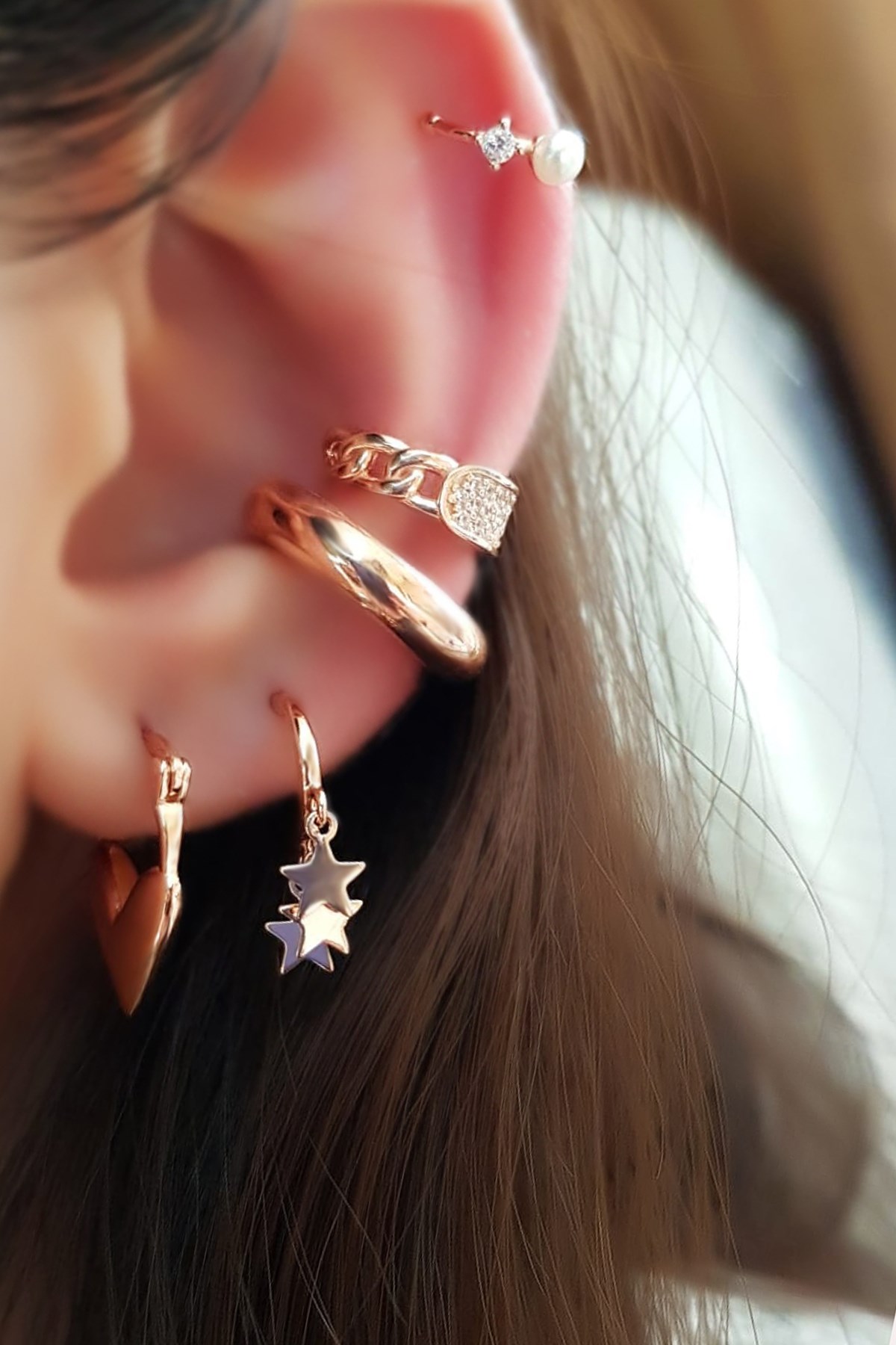 IMPORTED TINY PEARL STONES SILVER CHIRP EARRINGS