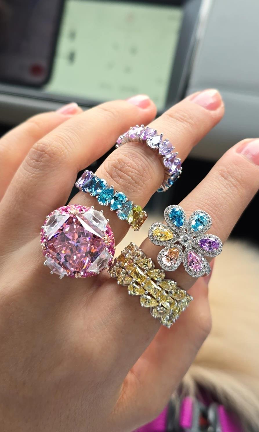 İTHAL MULTİ RENK ÇİÇEKLİ FLOWER GÜMÜŞ YÜZÜK 