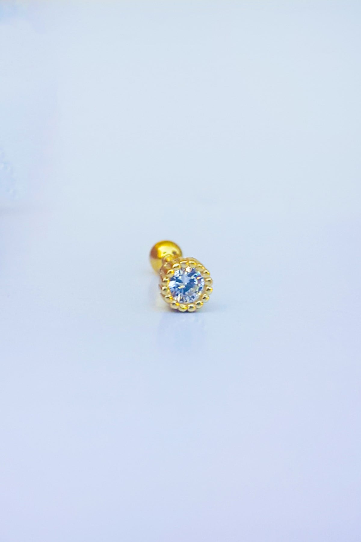 İthal Tek Taş Gümüş Piercing Küpe