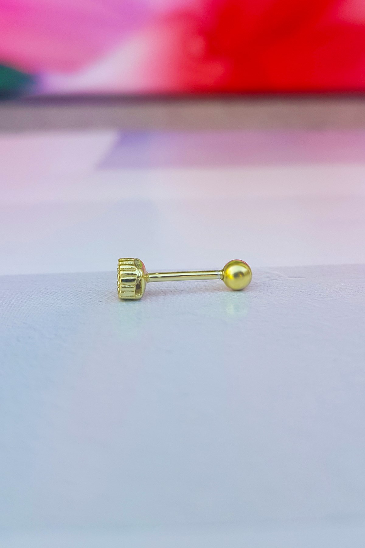 İthal Tek Taş Gümüş Piercing Küpe