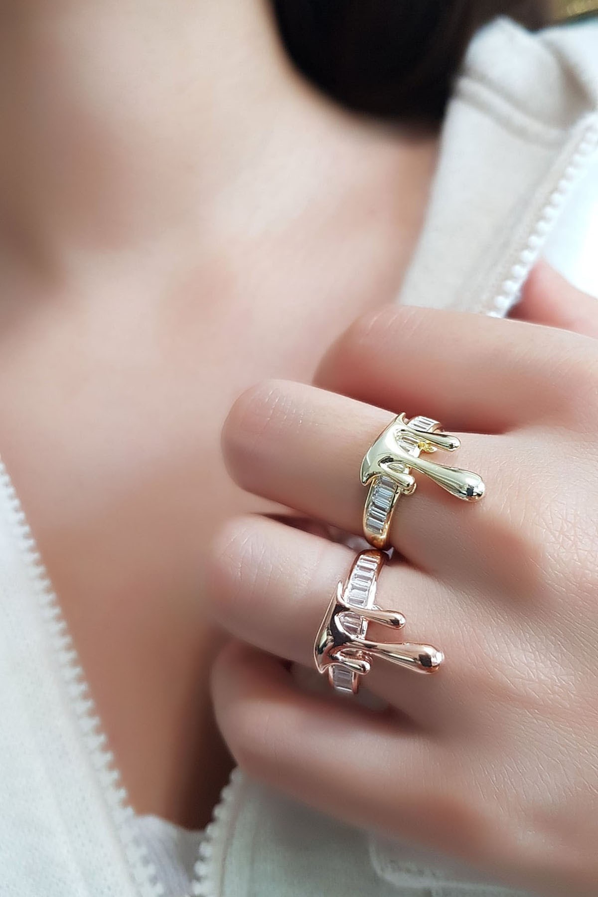 İTHAL UPDOWN DROP ROSE GÜMÜŞ YÜZÜK