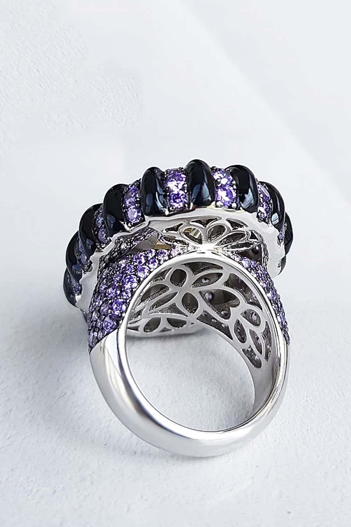 İTHAL VIP THOR MOR SARI TASARIM GÜMÜŞ YÜZÜK