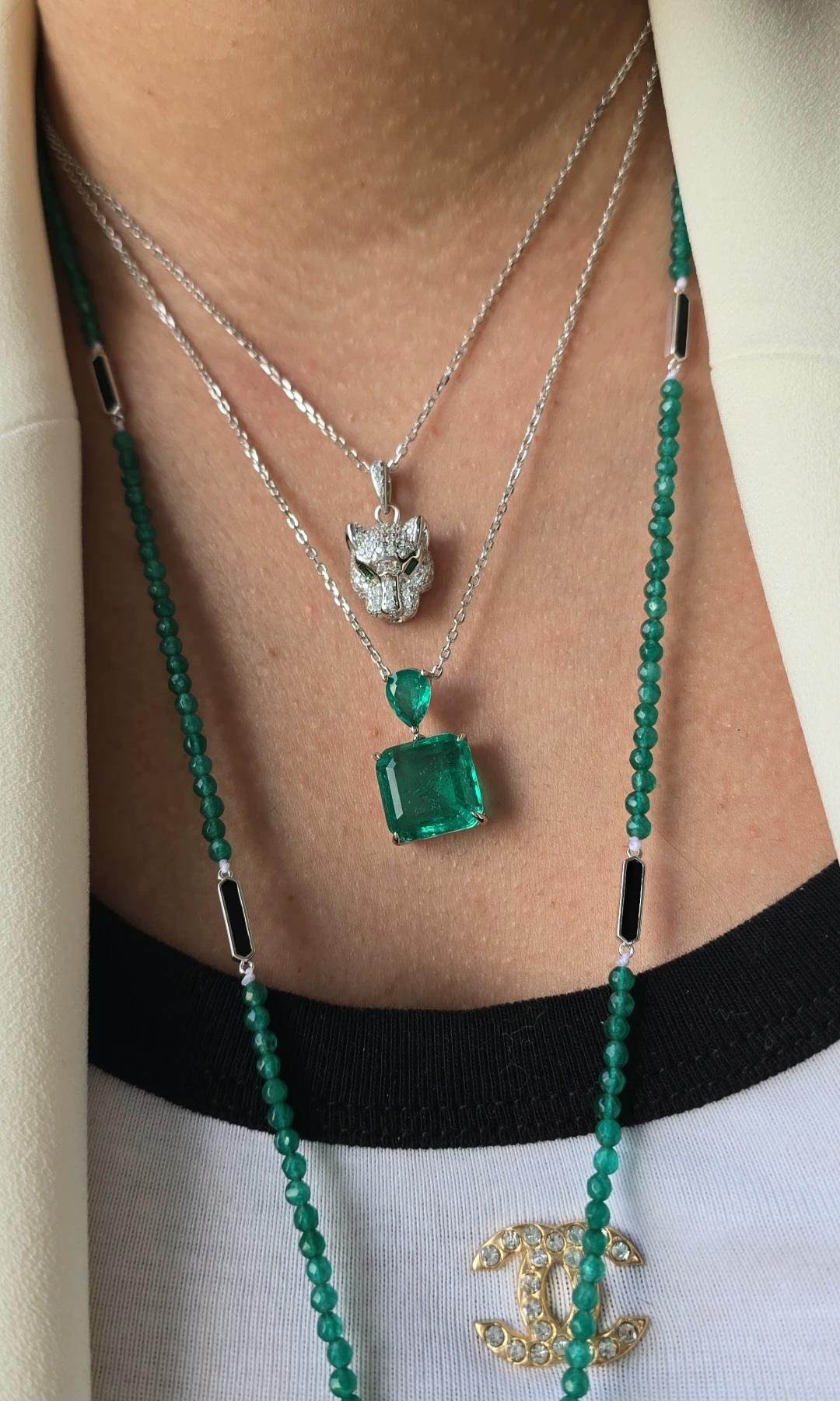 İTHAL YEŞİL GÖZLÜ KAPLAN MİNİ GÜMÜŞ KOLYE