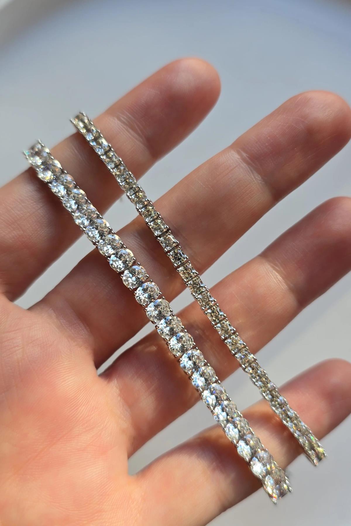 MOZANİT KARE 3MM SU YOLU GÜMÜŞ BİLEKLİK