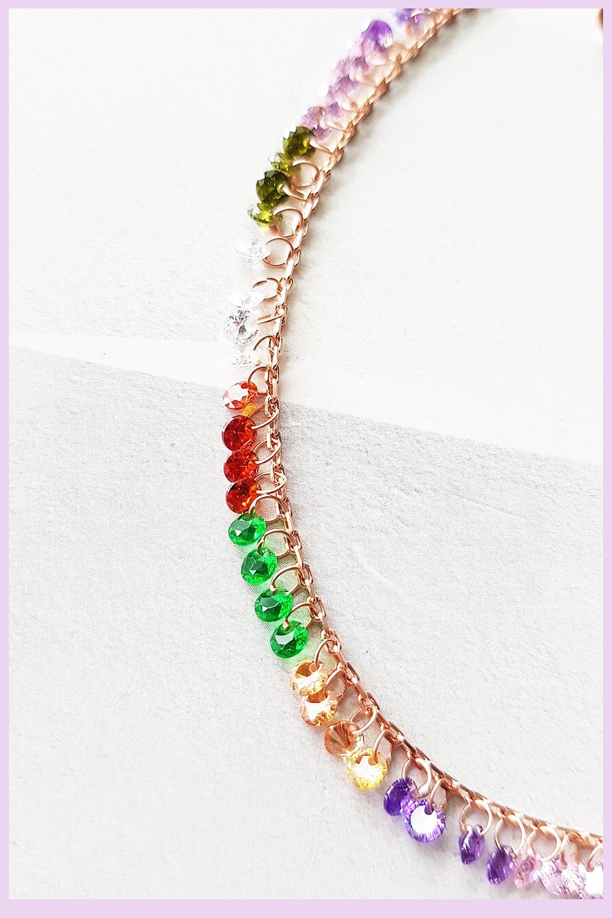 RENKLİ SWAROVSKİ TAŞLAR GÜMÜŞ HALHAL