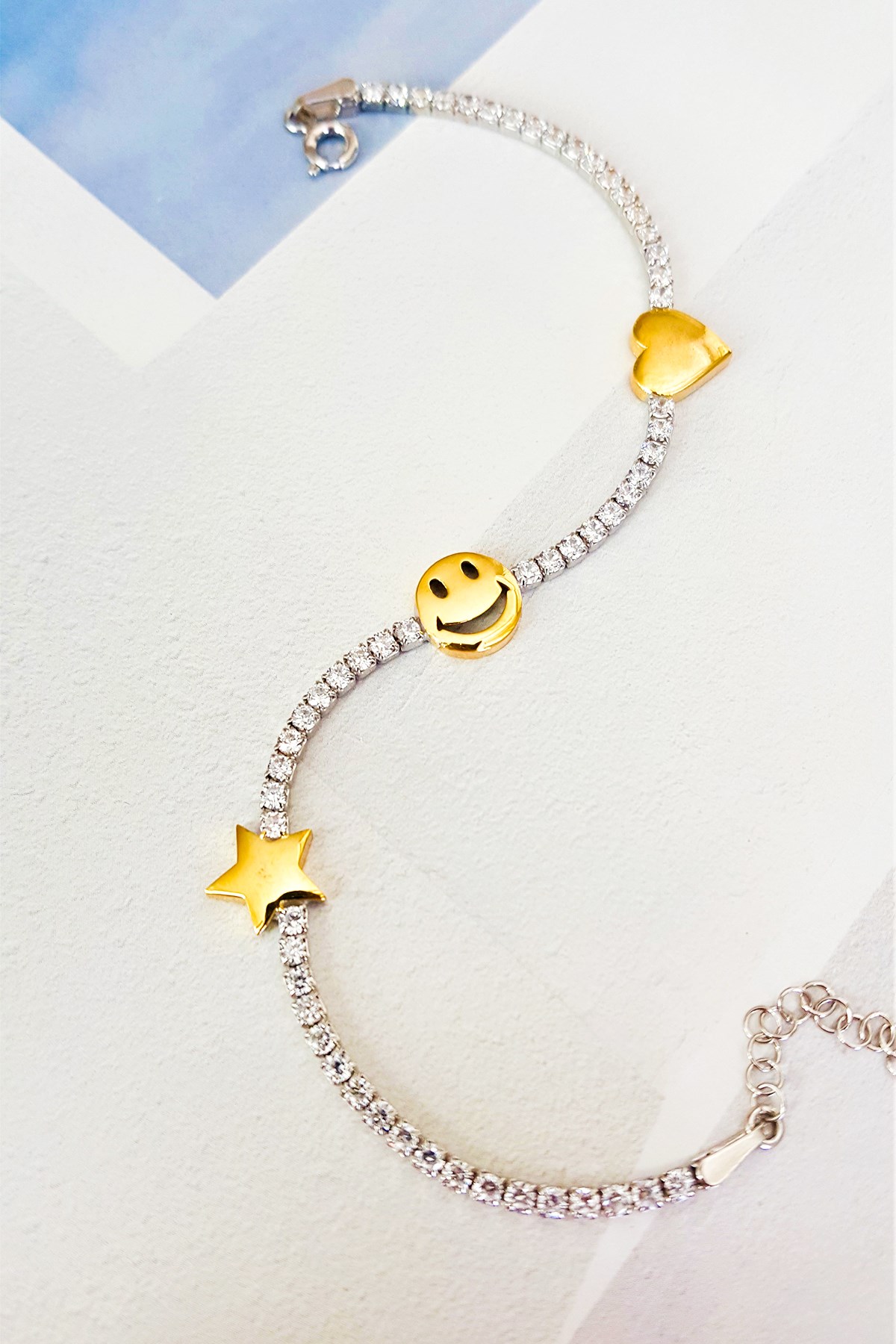 Smiley Detay Su Yolu Gümüş Bileklik