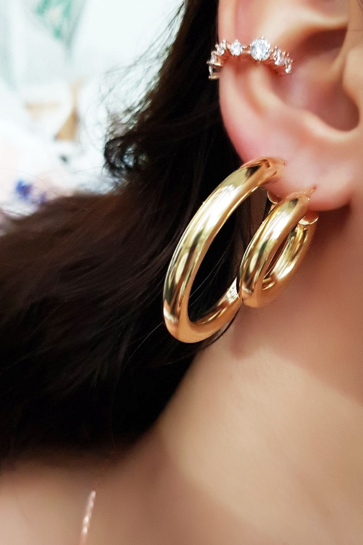 TEKLİ 2.5 CM BOMBELİ HALKA GÜMÜŞ KÜPE