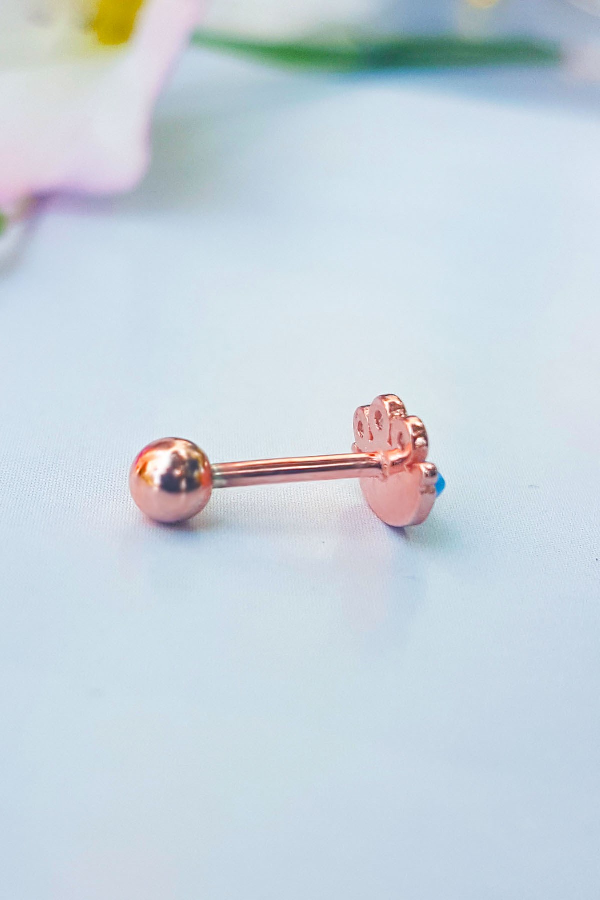 Single Blue Eye Silver Piercing Earrings