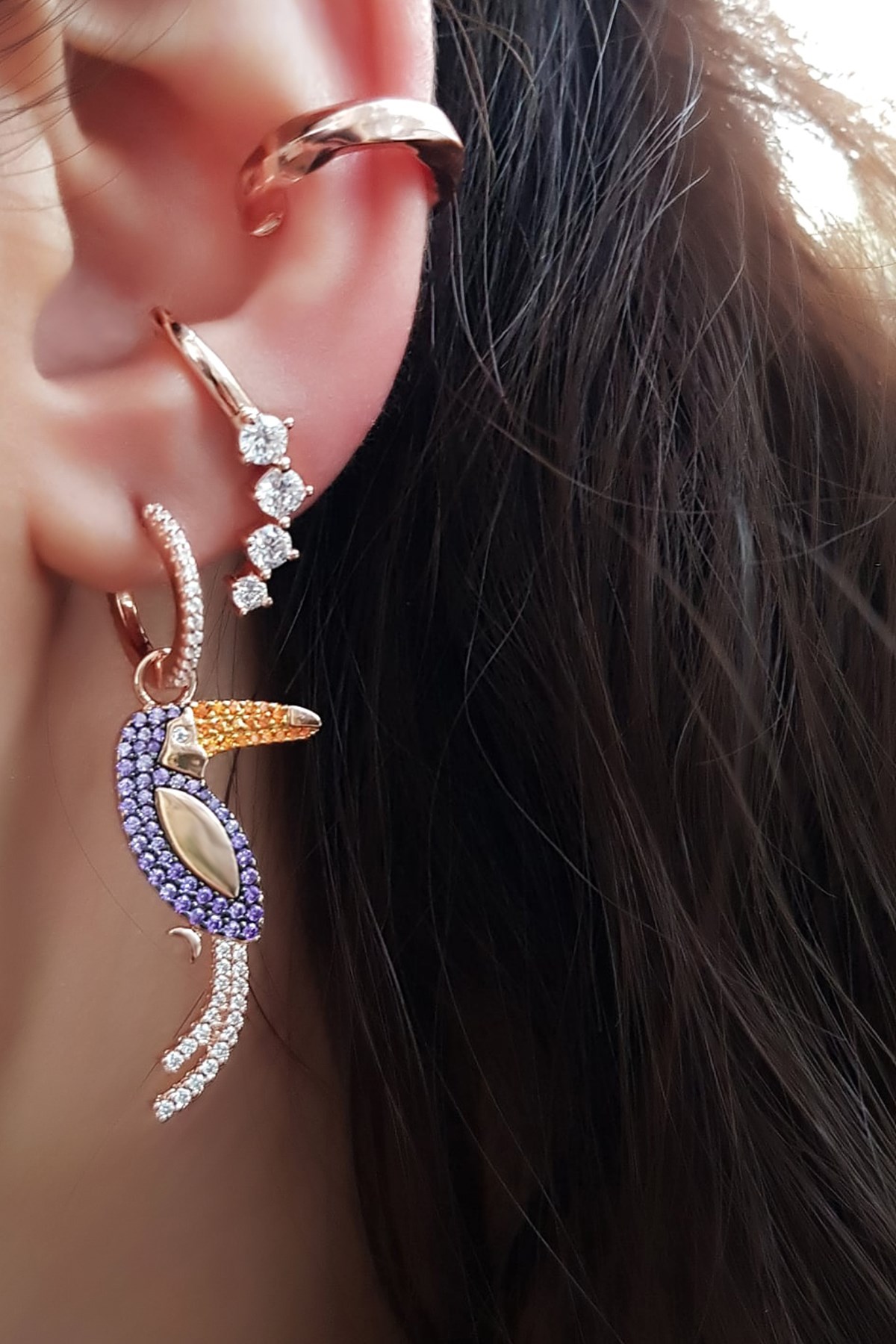 TEKLİ İTHAL 4 TAŞLI GÜMÜŞ KÜPE