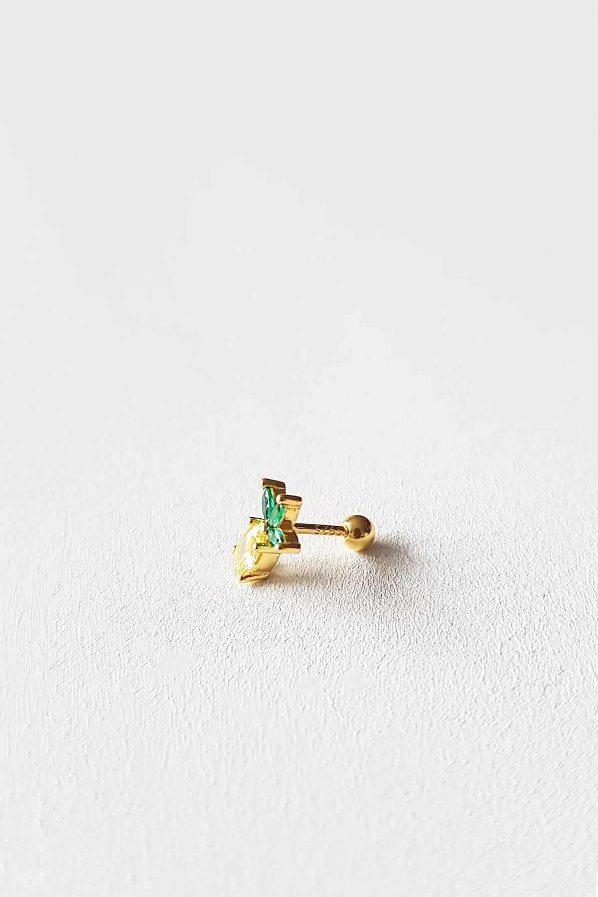 TEKLİ İTHAL ANANAS GÜMÜŞ KÜPE PİERCİNG