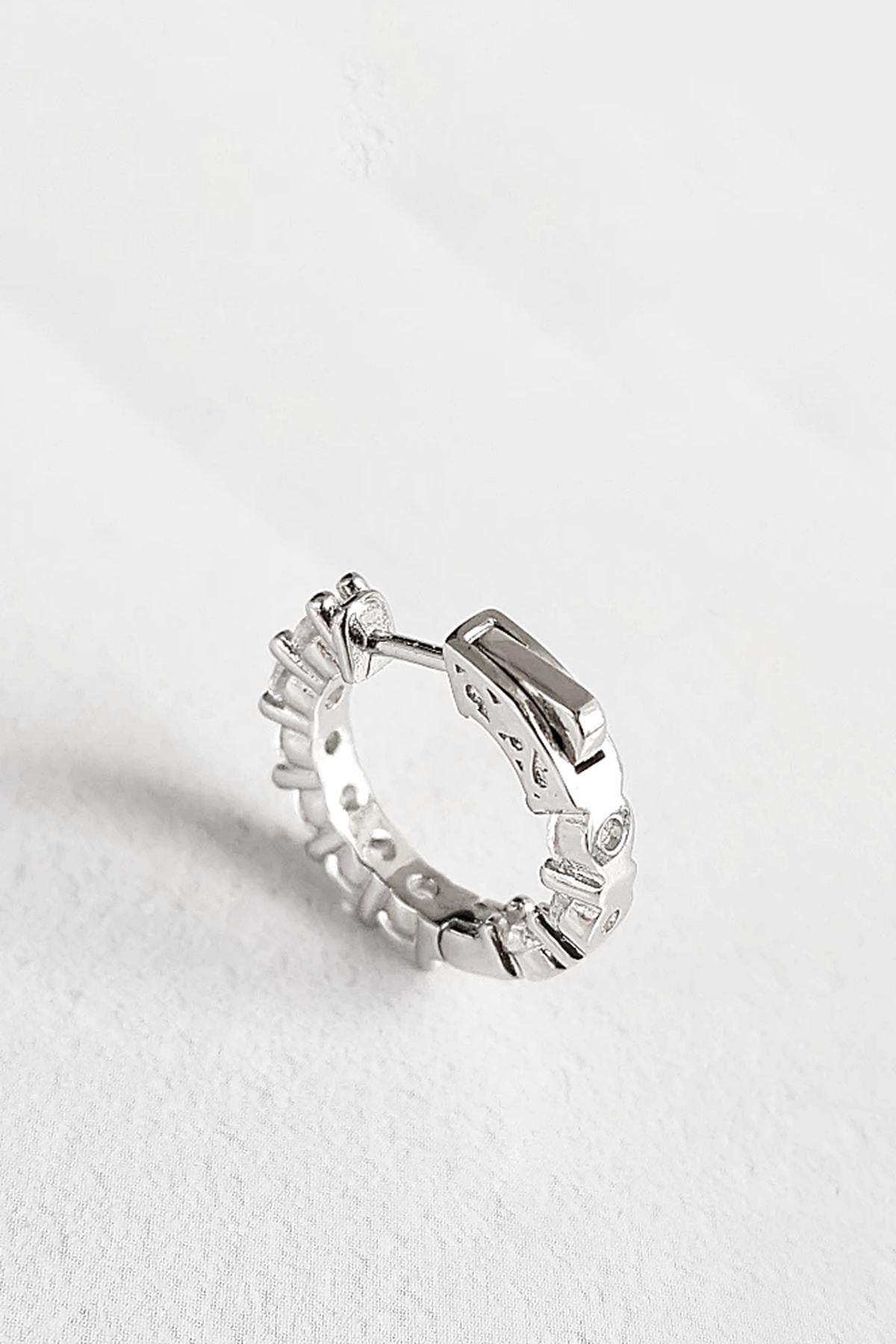 TEKLİ İTHAL 1.7CM HALKA MOZANİT D RENK TAŞLI GÜMÜŞ KÜPE