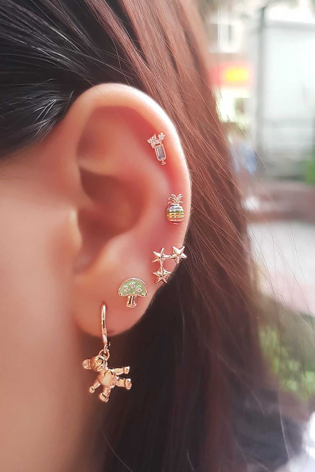 SINGLE IMPORTED GOBLET SILVER PIERCED EARRINGS