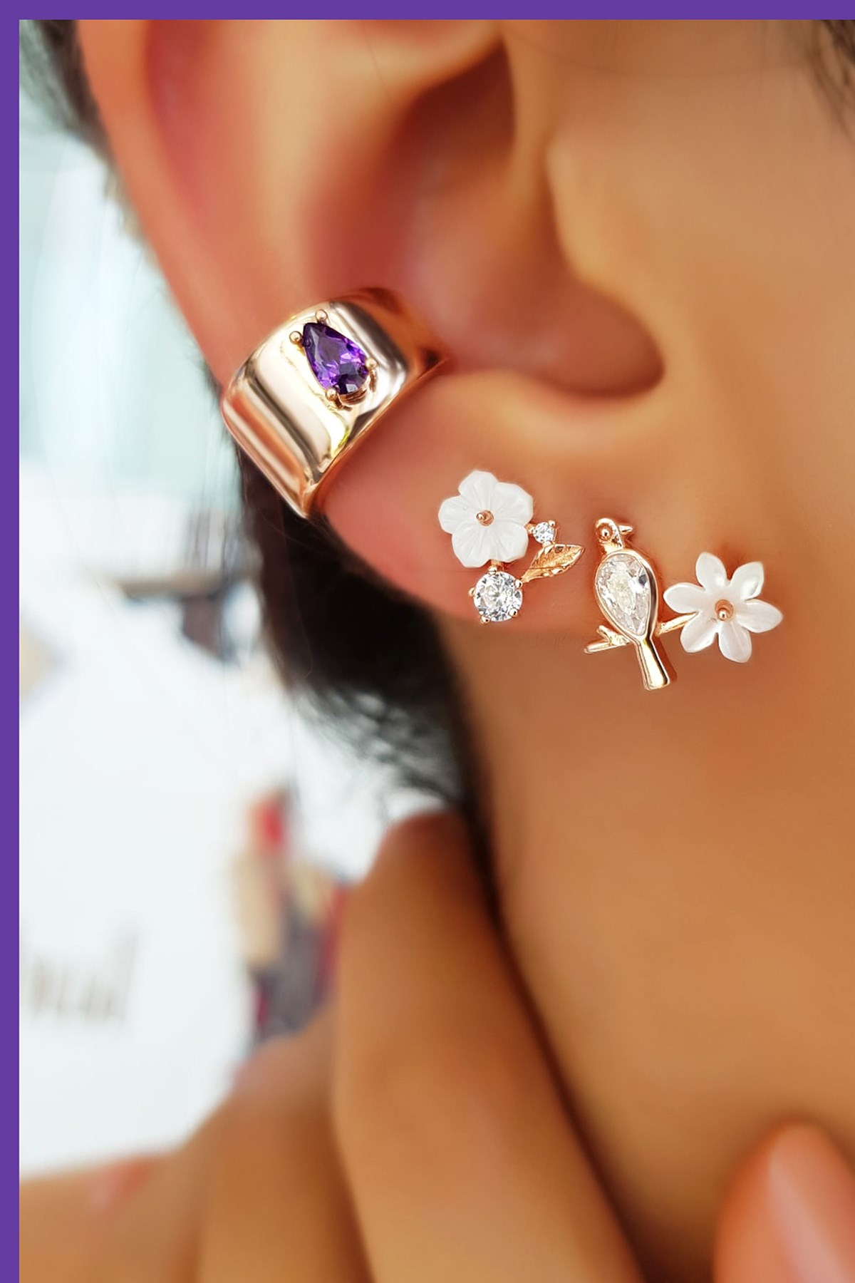 TEKLİ İTHAL MANOLYA FLOWER GÜMÜŞ KÜPE