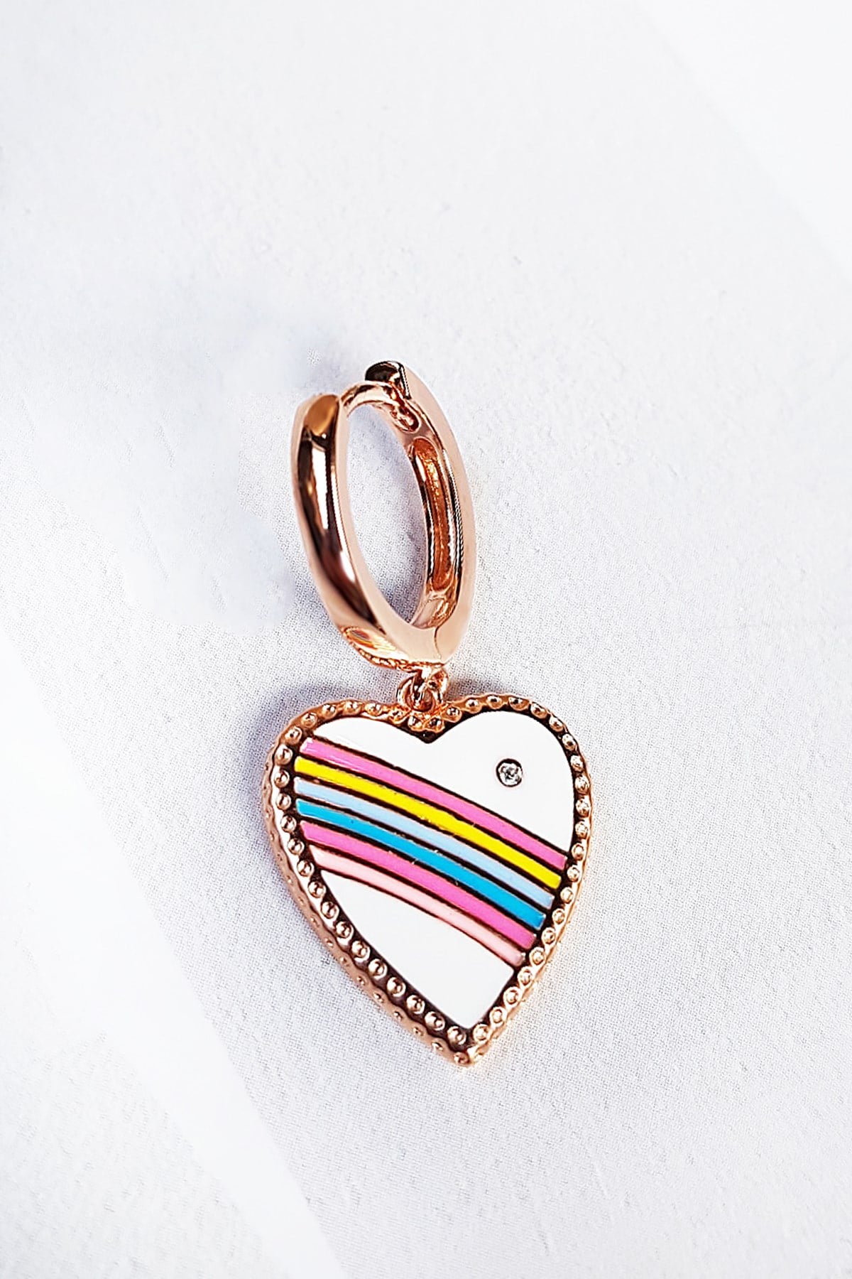 TEKLİ İTHAL RAİNBOW LOVE GÜMÜŞ KÜPE