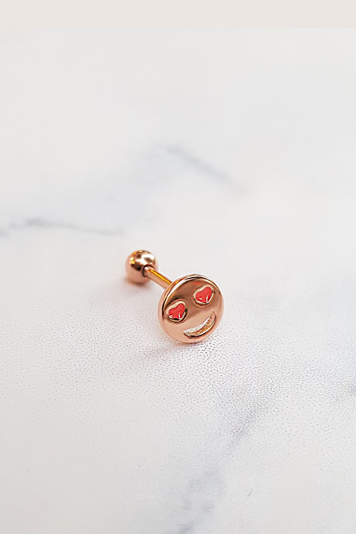 SINGLE IMPORTED SMILE HEART STERLING SILVER PIERCED EARRINGS