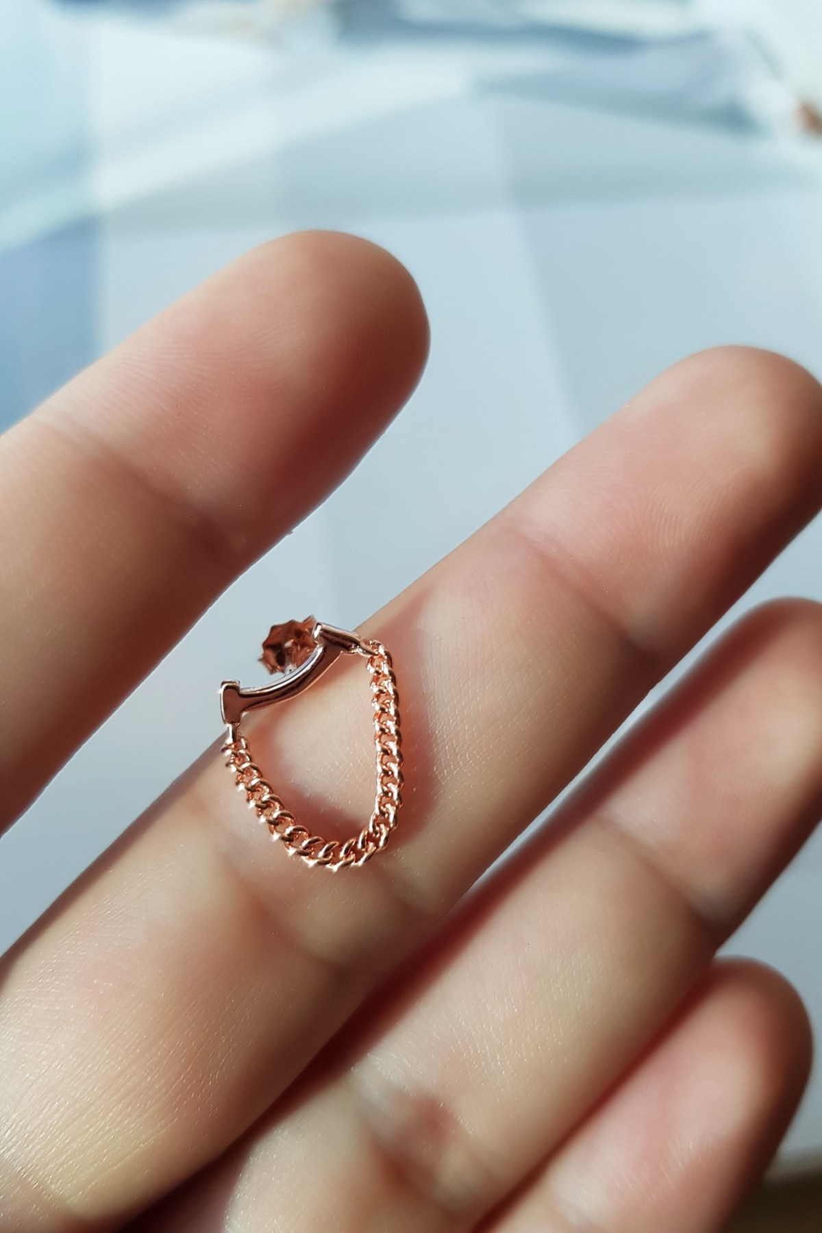 TEKLİ İTHAL SMİLE ZİNCİR GÜMÜŞ KÜPE