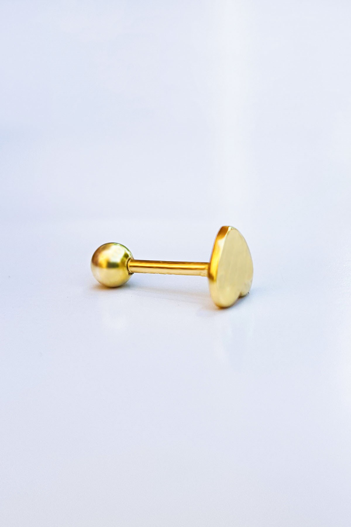 Single Silver Piercing Earrings with Heart