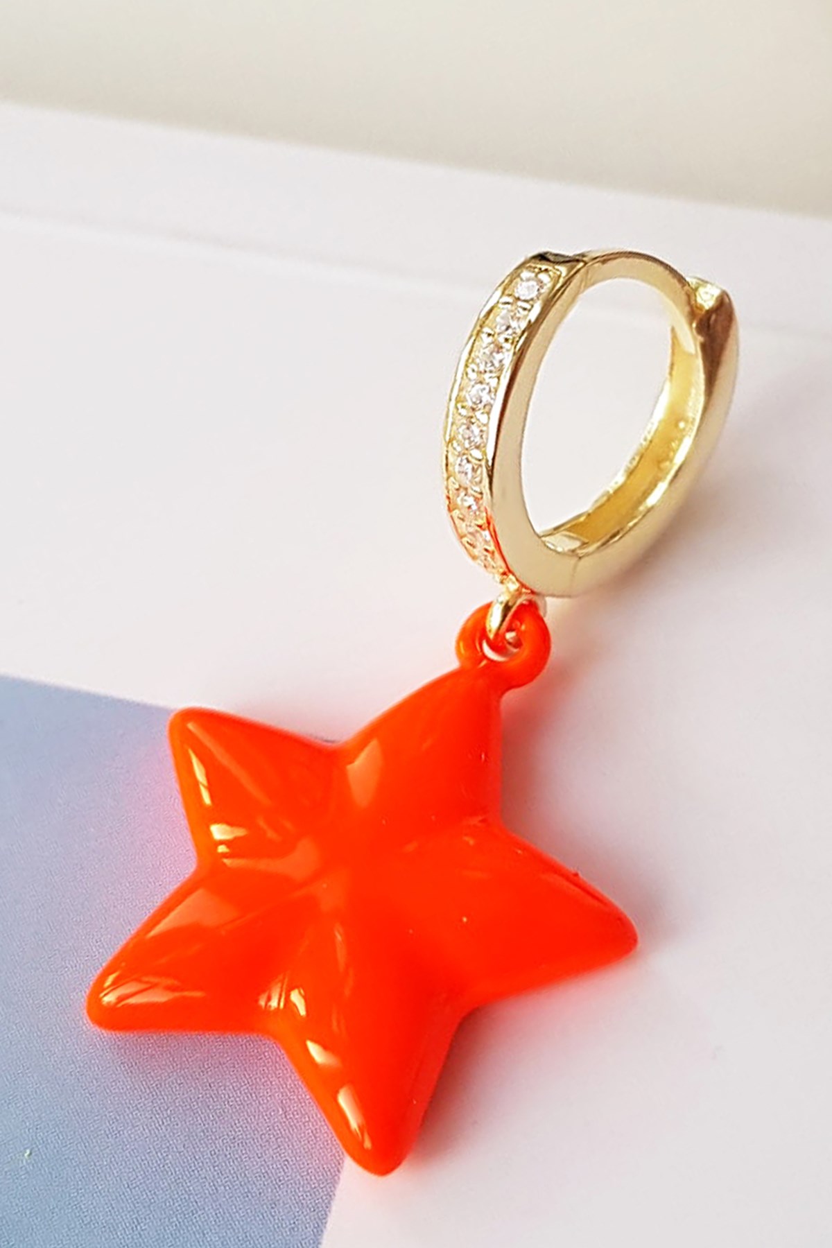 TEKLİ LITTLE STAR TURUNCU GÜMÜŞ KÜPE